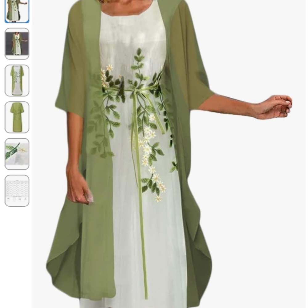 Mother of the groom chiffon white and green flowy dress